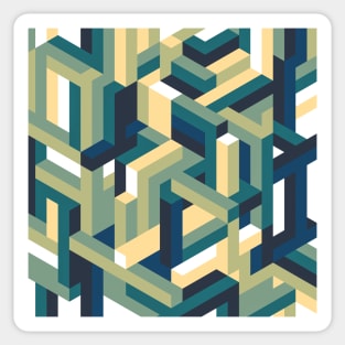 Blue and Green Isometric Maze Sticker